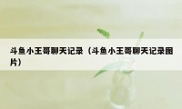 斗鱼小王哥聊天记录(斗鱼小王哥聊天记录图片)