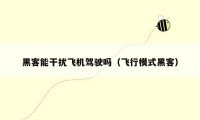 黑客能干扰飞机驾驶吗(飞行模式黑客)