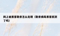 网上被黑客勒索怎么处理(勒索病毒黑客抓到了吗)