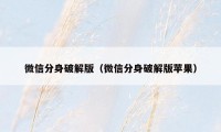 微信分身破解版（微信分身破解版苹果）