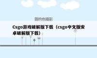 Csgo游戏破解版下载(csgo中文版安卓破解版下载)