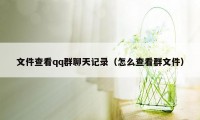 文件查看qq群聊天记录（怎么查看群文件）