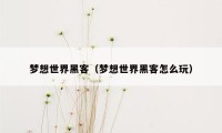 梦想世界黑客（梦想世界黑客怎么玩）