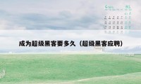 成为超级黑客要多久（超级黑客应聘）