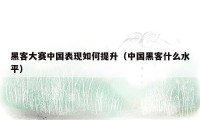 黑客大赛中国表现如何提升（中国黑客什么水平）