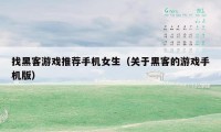 找黑客游戏推荐手机女生（关于黑客的游戏手机版）