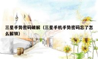 三星手势密码破解(三星手机手势密码忘了怎么解锁)