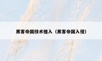 黑客帝国技术植入(黑客帝国入侵)