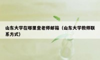 山东大学在哪里查老师邮箱(山东大学教师联系方式)