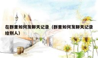 在群里如何发聊天记录（群里如何发聊天记录给别人）