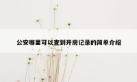 公安哪里可以查到开房记录的简单介绍
