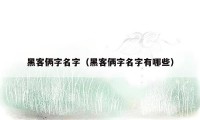 黑客俩字名字（黑客俩字名字有哪些）
