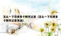 怎么一下引用多个聊天记录(怎么一下引用多个聊天记录发送)