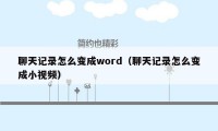 聊天记录怎么变成word(聊天记录怎么变成小视频)