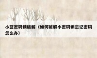 小蓝密码锁破解(如何破解小密码锁忘记密码怎么办)