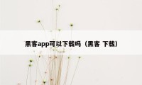 黑客app可以下载吗(黑客 下载)
