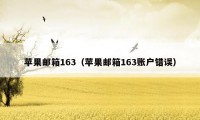 苹果邮箱163（苹果邮箱163账户错误）