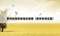 原神的保密邮箱在哪里（原神密保设置）