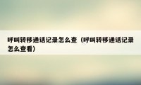 呼叫转移通话记录怎么查(呼叫转移通话记录怎么查看)