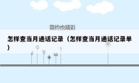 怎样查当月通话记录(怎样查当月通话记录单)