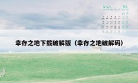 幸存之地下载破解版(幸存之地破解码)