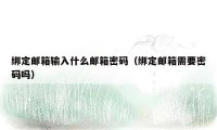 绑定邮箱输入什么邮箱密码(绑定邮箱需要密码吗)