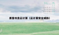 黑客攻击云计算（云计算安全威胁）