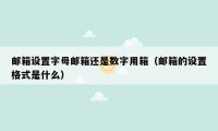 邮箱设置字母邮箱还是数字用箱（邮箱的设置格式是什么）
