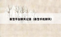 暴雪平台聊天记录（暴雪手机聊天）