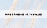 如何把暴力破解文件（暴力破解的流程）