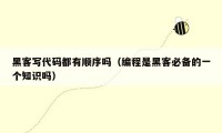 黑客写代码都有顺序吗（编程是黑客必备的一个知识吗）