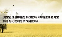 淘宝已注册邮箱怎么改密码(邮箱注册的淘宝账号忘记密码怎么找回密码)
