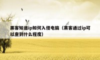 黑客知道ip如何入侵电脑（黑客通过ip可以查到什么程度）