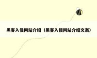 黑客入侵网站介绍（黑客入侵网站介绍文案）