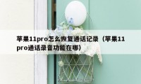 苹果11pro怎么恢复通话记录（苹果11pro通话录音功能在哪）