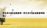 学几年才能当黑客啊（学几年才能当黑客啊知乎）