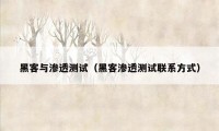 黑客与渗透测试（黑客渗透测试联系方式）