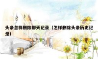 头条怎样删除聊天记录（怎样删除头条历史记录）