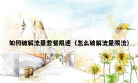如何破解流量套餐限速(怎么破解流量限流)